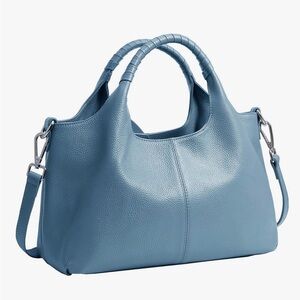 Iswee genuine leather shoulder bag/ purses for women Satchel designer Sky Blue